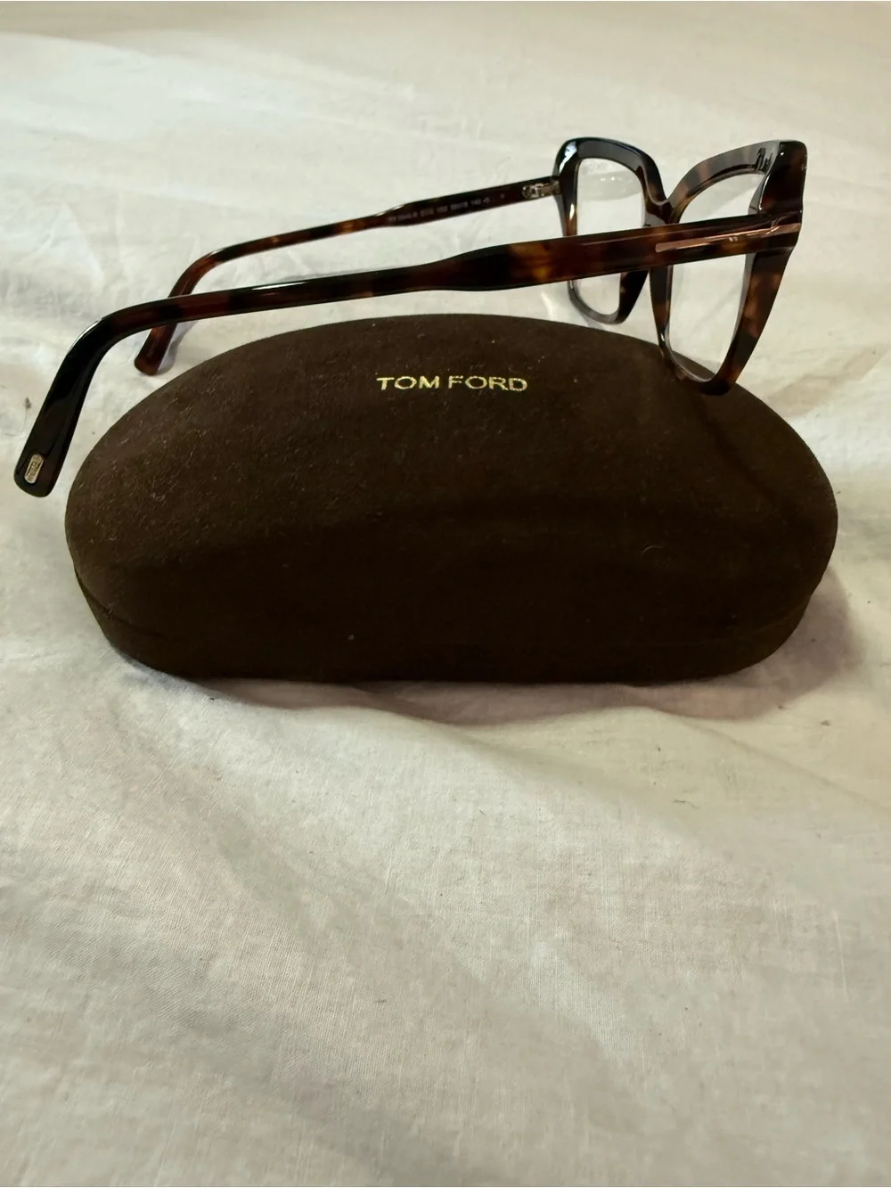 Tom Ford Tortoiseshell Square Women's Glasses with Gold Accent
